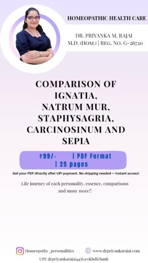 Compare Ignatia, Sepia, Natrum Mur, Staphysagria and Carcinosinum