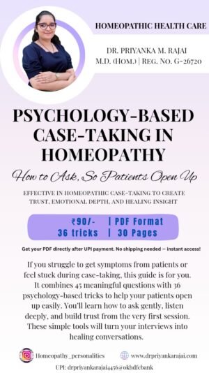 Psychology-Based Case Taking In Homeopathy